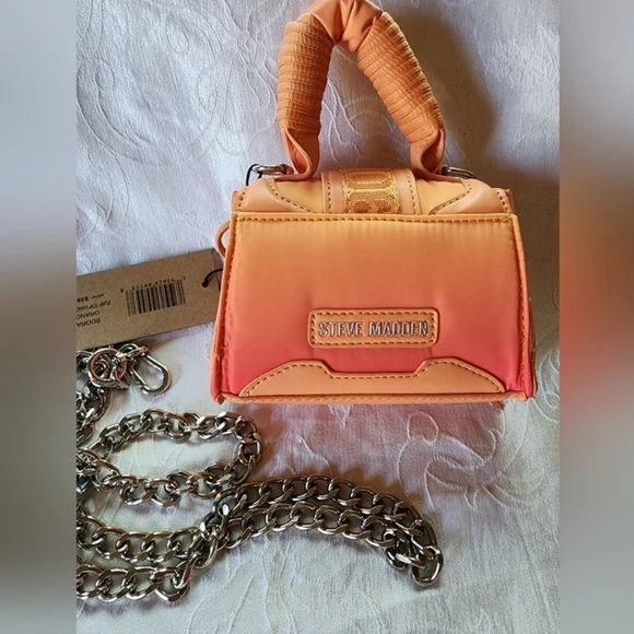 ✨️NWT✨️ Steve Madden Micro Flap-Top Handle Bag, Orange, Detachable Chain